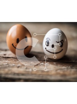 Σετ των 2 Intra Συλλεκτικό Ξύλινο Παζλ Plywood  4mm - Αυγά χαμογελαστά και συνοφρυωμένα Σε Ξύλινο Κουτί - Διαστάσεις: 10x10 cm – 25 κομμάτια