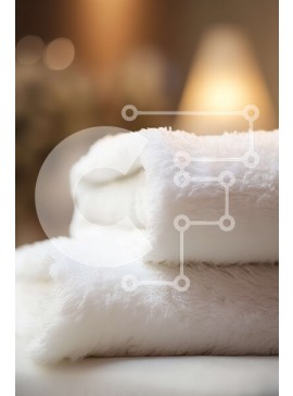 Intra Συλλεκτικό Ξύλινο Παζλ Plywood  4mm - Κοντινή όψη της όμορφα διπλωμένης λευκής πετσέτας στο τραπέζι Σε Ξύλινο Κουτί - Διαστάσεις Puzzle: 10x10 cm – 25 κομμάτια