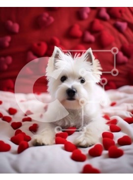 Σετ των 2 Intra Συλλεκτικό Ξύλινο Παζλ Plywood  4mm - Χαριτωμένος σκύλος σε κρεβάτι σε σχήμα καρδιάς Σε Ξύλινο Κουτί - Διαστάσεις: 10x10 cm – 25 κομμάτια