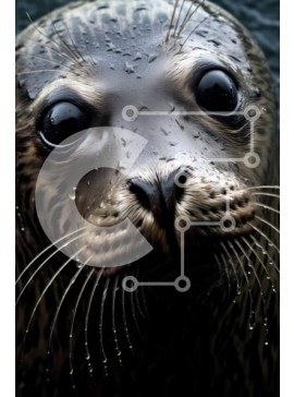 Σετ των 2 Intra Συλλεκτικό Ξύλινο Παζλ Plywood  4mm - Στιγμιότυπο από το πρόσωπο μιας φώκιας με σταγονίδια νερού στη γούνα Σε Ξύλινο Κουτί - Διαστάσεις: 10x10 cm – 25 κομμάτια