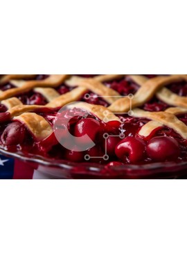 Σετ των 2 Intra Συλλεκτικό Ξύλινο Παζλ Plywood  4mm - Κερασόπιτα σε φόντο αμερικανικής σημαίας Σε Ξύλινο Κουτί - Διαστάσεις: 10x10 cm – 25 κομμάτια