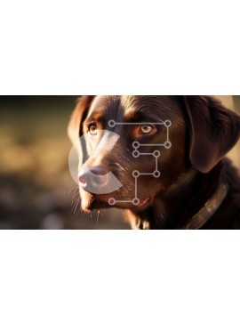 Intra Συλλεκτικό Ξύλινο Παζλ Plywood  4mm - Κοντινό πλάνο του προσώπου του σκύλου Brown Labrador Retriever Σε Ξύλινο Κουτί - Διαστάσεις: 10x10 cm – 25 κομμάτια