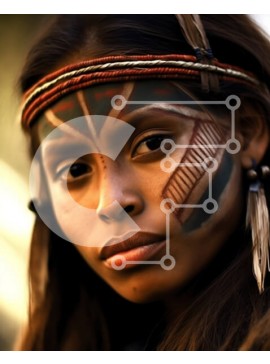 Intra Συλλεκτικό Ξύλινο Παζλ Plywood  4mm - Όμορφη εικόνα γυναίκας με παραδοσιακό χρώμα προσώπου και κοσμήματα Σε Ξύλινο Κουτί - Διαστάσεις Puzzle: 10x10 cm – 25 κομμάτια