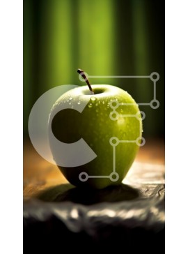 Intra Συλλεκτικό Ξύλινο Παζλ Plywood  4mm - Φρέσκο ​​πράσινο μήλο με σταγονίδια νερού σε έναν πίνακα - Φωτογραφία Αρχείου Σε Ξύλινο Κουτί - Διαστάσεις: 10x10 cm – 25 κομμάτια