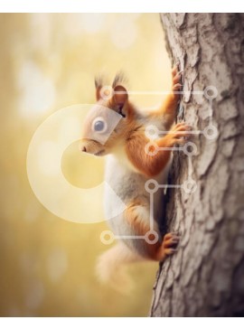 Σετ των 2 Intra Συλλεκτικό Ξύλινο Παζλ Plywood  4mm - Κόκκινος σκίουρος στο φθινοπωρινό δάσος - Φωτογραφία Αρχείου Σε Ξύλινο Κουτί - Διαστάσεις: 10x10 cm – 25 κομμάτια