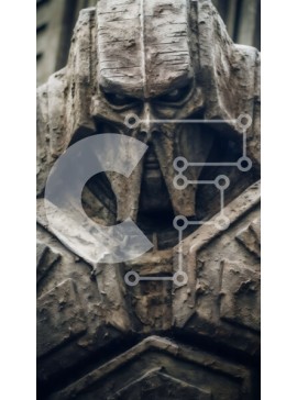 Intra Συλλεκτικό Ξύλινο Παζλ Plywood  4mm - Ξεπερασμένο πέτρινο άγαλμα μπροστά από ένα κτίριο Σε Ξύλινο Κουτί - Διαστάσεις Puzzle: 10x10 cm – 25 κομμάτια