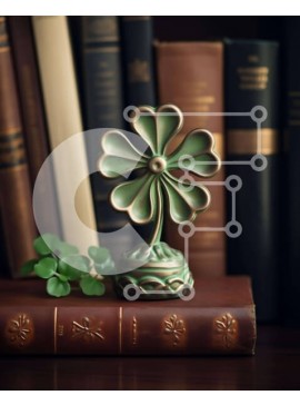 Intra Συλλεκτικό Ξύλινο Παζλ Plywood  4mm - Πράσινο ειδώλιο σε σχήμα τριφυλλιού σε βιβλία Σε Ξύλινο Κουτί - Διαστάσεις Puzzle: 10x10 cm – 25 κομμάτια