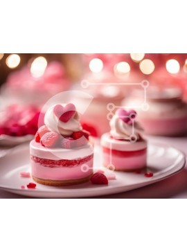 Σετ των 2 Intra Συλλεκτικό Ξύλινο Παζλ Plywood  4mm - Επιδόρπια σε σχήμα καρδιάς με ροζ καρδιές και βατόμουρα Σε Ξύλινο Κουτί - Διαστάσεις: 10x10 cm – 25 κομμάτια