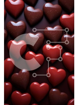 Σετ των 2 Intra Συλλεκτικό Ξύλινο Παζλ Plywood  4mm - Σοκολάτες σε σχήμα καρδιάς σε σκούρο φόντο Σε Ξύλινο Κουτί - Διαστάσεις: 10x10 cm – 25 κομμάτια