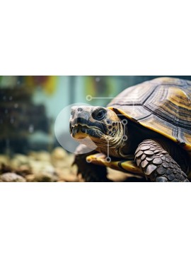 Intra Συλλεκτικό Ξύλινο Παζλ Plywood  4mm - Χελώνα σε βραχώδη επιφάνεια με φόντο νερό Σε Ξύλινο Κουτί - Διαστάσεις: 10x10 cm – 25 κομμάτια