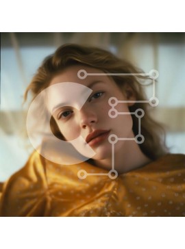 Σετ των 2 Intra Συλλεκτικό Ξύλινο Παζλ Plywood  4mm - Όμορφη εικόνα μιας νεαρής γυναίκας με κίτρινο φόρεμα Σε Ξύλινο Κουτί - Διαστάσεις: 10x10 cm – 25 κομμάτια