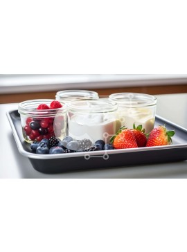 Σετ των 2 Intra Συλλεκτικό Ξύλινο Παζλ Plywood  4mm - Δίσκος με φρέσκα φρούτα με γάλα Σε Ξύλινο Κουτί - Διαστάσεις: 10x10 cm – 25 κομμάτια