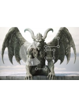 Intra Συλλεκτικό Ξύλινο Παζλ Plywood  4mm - Σκοτεινή φανταστική εικόνα ενός δαίμονα με κέρατα και φτερά Σε Ξύλινο Κουτί - Διαστάσεις Puzzle: 10x10 cm – 25 κομμάτια