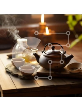 Intra Συλλεκτικό Ξύλινο Παζλ Plywood  4mm - Ρύθμιση τσαγιού αντίκα σε ξύλινο τραπέζι Σε Ξύλινο Κουτί - Διαστάσεις Puzzle: 10x10 cm – 25 κομμάτια