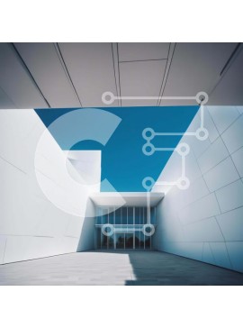 Intra Συλλεκτικό Ξύλινο Παζλ Plywood  4mm - Εσωτερικό σύγχρονου κτιρίου με ανοιχτό χώρο και θέα στον γαλάζιο του ουρανού Σε Ξύλινο Κουτί - Διαστάσεις Puzzle: 10x10 cm – 25 κομμάτια