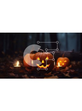 Intra Συλλεκτικό Ξύλινο Παζλ Plywood  4mm - Απόκριες κολοκύθες σε ένα σκοτεινό δάσος με το φως των κεριών Σε Ξύλινο Κουτί - Διαστάσεις Puzzle: 10x10 cm – 25 κομμάτια