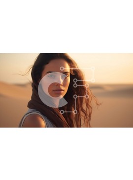 Intra Συλλεκτικό Ξύλινο Παζλ Plywood  4mm - Γυναίκα με μακριά καστανά μαλλιά στην έρημο Σε Ξύλινο Κουτί - Διαστάσεις Puzzle: 10x10 cm – 25 κομμάτια