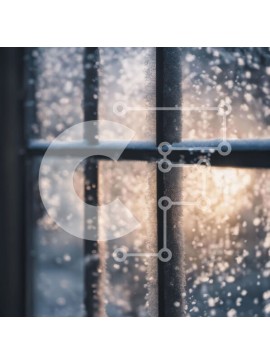 Intra Συλλεκτικό Ξύλινο Παζλ Plywood  4mm - Χειμερινό παράθυρο με νιφάδες χιονιού που πέφτουν Σε Ξύλινο Κουτί - Διαστάσεις Puzzle: 10x10 cm – 25 κομμάτια