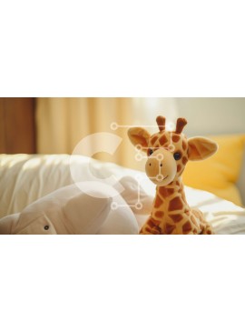 Intra Συλλεκτικό Ξύλινο Παζλ Plywood  4mm - Γεμιστή καμηλοπάρδαλη και ελέφαντας στο κρεβάτι Σε Ξύλινο Κουτί - Διαστάσεις Puzzle: 10x10 cm – 25 κομμάτια