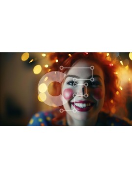 Intra Συλλεκτικό Ξύλινο Παζλ Plywood  4mm - Χαμογελαστή γυναίκα με κόκκινα μαλλιά και μακιγιάζ σαν κλόουν Σε Ξύλινο Κουτί - Διαστάσεις Puzzle: 10x10 cm – 25 κομμάτια