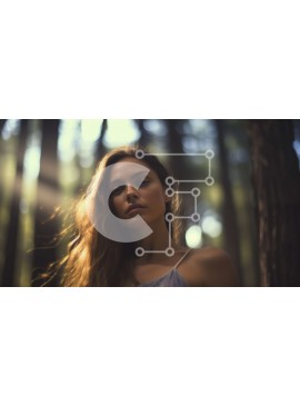 Intra Συλλεκτικό Ξύλινο Παζλ Plywood  4mm - Νεαρή γυναίκα που στέκεται στο δάσος με ρέοντα μαλλιά Σε Ξύλινο Κουτί - Διαστάσεις Puzzle: 10x10 cm – 25 κομμάτια