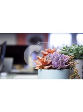 Intra Συλλεκτικό Ξύλινο Παζλ Plywood  4mm - Παχύφυτα σε γλάστρα σε περιβάλλον γραφείου Σε Ξύλινο Κουτί - Διαστάσεις Puzzle: 10x10 cm – 25 κομμάτια