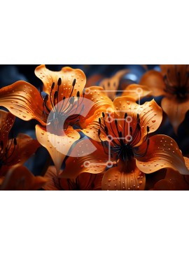 Intra Συλλεκτικό Ξύλινο Παζλ Plywood  4mm - Όμορφη εικόνα των πορτοκαλιών κρίνων με σταγονίδια νερού Σε Ξύλινο Κουτί - Διαστάσεις: 10x10 cm – 25 κομμάτια