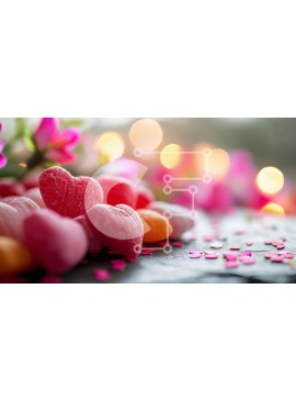 Intra Συλλεκτικό Ξύλινο Παζλ Plywood  4mm - Ρομαντικές καραμέλες σε σχήμα καρδιάς με κομφετί και λουλούδια Σε Ξύλινο Κουτί - Διαστάσεις Puzzle: 10x10 cm – 25 κομμάτια