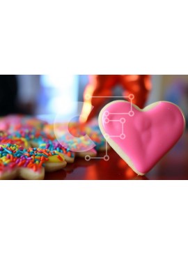 Σετ των 2 Intra Συλλεκτικό Ξύλινο Παζλ Plywood  4mm - Μπισκότο σε σχήμα καρδιάς με πολύχρωμα μπισκότα και πολύχρωμα μπισκότα Σε Ξύλινο Κουτί - Διαστάσεις: 10x10 cm – 25 κομμάτια