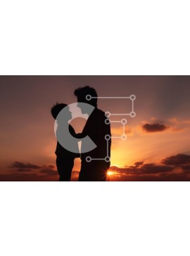 Intra Συλλεκτικό Ξύλινο Παζλ Plywood  4mm - Σιλουέτα άνδρα και παιδιού στο ηλιοβασίλεμα Σε Ξύλινο Κουτί - Διαστάσεις Puzzle: 10x10 cm – 25 κομμάτια