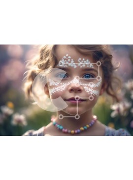 Intra Συλλεκτικό Ξύλινο Παζλ Plywood  4mm - Νεαρό κορίτσι με μπογιά προσώπου λουλουδιών που στέκεται ανάμεσα σε λουλούδια Σε Ξύλινο Κουτί - Διαστάσεις Puzzle: 10x10 cm – 25 κομμάτια