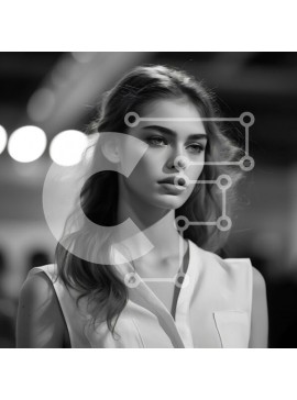 Intra Συλλεκτικό Ξύλινο Παζλ Plywood  4mm - Κομψή γυναίκα με λευκό πουκάμισο σε σκούρο φόντο Σε Ξύλινο Κουτί - Διαστάσεις Puzzle: 10x10 cm – 25 κομμάτια