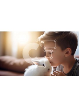 Intra Συλλεκτικό Ξύλινο Παζλ Plywood  4mm - Γλυκιά στιγμή: Αγόρι που φιλάει το κουνέλι Σε Ξύλινο Κουτί - Διαστάσεις Puzzle: 10x10 cm – 25 κομμάτια