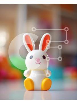 Intra Συλλεκτικό Ξύλινο Παζλ Plywood  4mm - Μικρό λευκό και κίτρινο παιχνίδι λαγουδάκι στο τραπέζι Σε Ξύλινο Κουτί - Διαστάσεις Puzzle: 10x10 cm – 25 κομμάτια