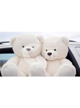 Intra Συλλεκτικό Ξύλινο Παζλ Plywood  4mm - Δύο λευκά αρκουδάκια αγκαλιάζονται στο αυτοκίνητο με το χιόνι Σε Ξύλινο Κουτί - Διαστάσεις Puzzle: 10x10 cm – 25 κομμάτια