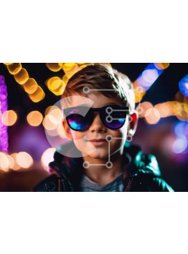 Intra Συλλεκτικό Ξύλινο Παζλ Plywood  4mm - Νεαρό αγόρι που απολαμβάνει μια πολύχρωμη υπαίθρια εκδήλωση Σε Ξύλινο Κουτί - Διαστάσεις Puzzle: 10x10 cm – 25 κομμάτια