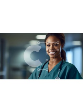 Intra Συλλεκτικό Ξύλινο Παζλ Plywood  4mm - Χαμογελαστή νοσοκόμα με πράσινη στολή και λευκό εργαστηριακό παλτό Σε Ξύλινο Κουτί - Διαστάσεις Puzzle: 10x10 cm – 25 κομμάτια