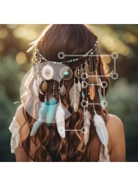 Σετ των 2 Intra Συλλεκτικό Ξύλινο Παζλ Plywood  4mm - Γαλήνια Γυναίκα με μακριά κυματιστά μαλλιά με μποέμικο στυλ Σε Ξύλινο Κουτί - Διαστάσεις: 10x10 cm – 25 κομμάτια