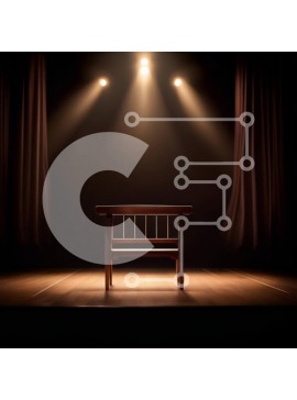 Intra Συλλεκτικό Ξύλινο Παζλ Plywood  4mm - Δραματική εικόνα μιας άδειας καρέκλας σε μια σκηνή με προβολείς Σε Ξύλινο Κουτί - Διαστάσεις Puzzle: 10x10 cm – 25 κομμάτια