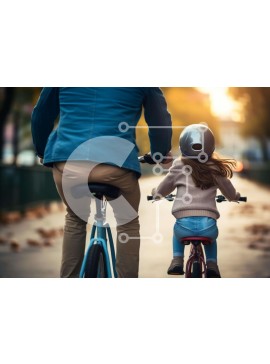 Intra Συλλεκτικό Ξύλινο Παζλ Plywood  4mm - Πατέρας και κόρη οδηγούν ποδήλατα Σε Ξύλινο Κουτί - Διαστάσεις Puzzle: 10x10 cm – 25 κομμάτια