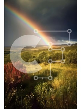 Σετ των 2 Intra Συλλεκτικό Ξύλινο Παζλ Plywood  4mm - Όμορφη εικόνα ενός ουράνιου τόξου πάνω από ένα καταπράσινο τοπίο με βουνά στο φόντο Σε Ξύλινο Κουτί - Διαστάσεις: 10x10 cm – 25 κομμάτια