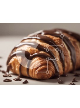 Σετ των 2 Intra Συλλεκτικό Ξύλινο Παζλ Plywood  4mm - Λαχταριστό κρουασάν με σοκολάτα και κομματάκια σοκολάτας Σε Ξύλινο Κουτί - Διαστάσεις: 10x10 cm – 25 κομμάτια