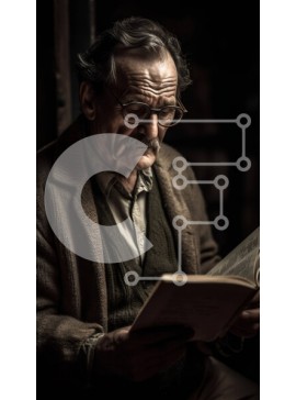 Intra Συλλεκτικό Ξύλινο Παζλ Plywood  4mm - Ηλικιωμένος που διαβάζει ένα βιβλίο σε ένα άνετο δωμάτιο Σε Ξύλινο Κουτί - Διαστάσεις Puzzle: 10x10 cm – 25 κομμάτια