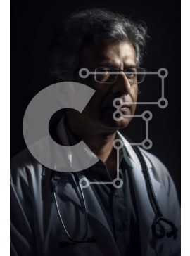 Intra Συλλεκτικό Ξύλινο Παζλ Plywood  4mm - Σοβαρός άνδρας γιατρός με λευκό παλτό εργαστηρίου και στηθοσκόπιο Σε Ξύλινο Κουτί - Διαστάσεις Puzzle: 10x10 cm – 25 κομμάτια