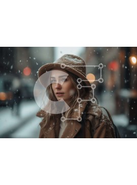 Intra Συλλεκτικό Ξύλινο Παζλ Plywood  4mm - Όμορφο χειμερινό πορτρέτο μιας νεαρής γυναίκας με μαύρισμα παλτό και καπέλο Σε Ξύλινο Κουτί - Διαστάσεις Puzzle: 10x10 cm – 25 κομμάτια