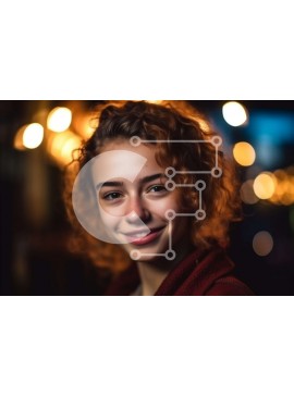 Intra Συλλεκτικό Ξύλινο Παζλ Plywood  4mm - Πορτρέτο μιας νεαρής γυναίκας με σγουρά κόκκινα μαλλιά και ένα ζεστό χαμόγελο Σε Ξύλινο Κουτί - Διαστάσεις Puzzle: 10x10 cm – 25 κομμάτια