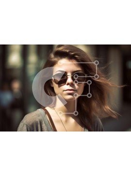 Intra Συλλεκτικό Ξύλινο Παζλ Plywood  4mm - Κομψή νεαρή γυναίκα που στέκεται σε ένα πεζοδρόμιο με μια χαλαρή έκφραση Σε Ξύλινο Κουτί - Διαστάσεις Puzzle: 10x10 cm – 25 κομμάτια