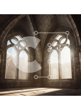 Intra Συλλεκτικό Ξύλινο Παζλ Plywood  4mm - Άδειο δωμάτιο με μεγάλα τοξωτά παράθυρα σε κτήριο με πέτρινους τοίχους Σε Ξύλινο Κουτί - Διαστάσεις Puzzle: 10x10 cm – 25 κομμάτια