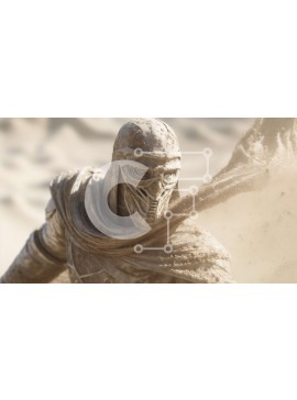 Intra Συλλεκτικό Ξύλινο Παζλ Plywood  4mm - Εκπληκτική εικόνα ενός ατόμου με πανοπλία με ένα ρέον ακρωτήριο στην έρημο Σε Ξύλινο Κουτί - Διαστάσεις Puzzle: 10x10 cm – 25 κομμάτια