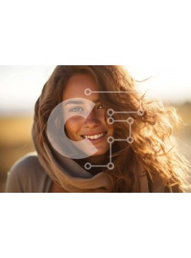 Intra Συλλεκτικό Ξύλινο Παζλ Plywood  4mm - Πορτρέτο μιας ευτυχισμένης νεαρής γυναίκας σε ένα χωράφι με ψηλό γρασίδι και μπλε ουρανό Σε Ξύλινο Κουτί - Διαστάσεις Puzzle: 10x10 cm – 25 κομμάτια